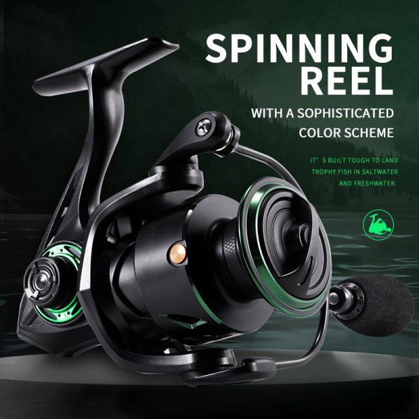 RF Fishing Reel 5.2:1 Gear Ratio 3000/5000 Series Anti-Reverse Ball Bearings Ultralight 17.6 Lbs CNC Aluminum Includes Monofilament Line Crappie or Catfish Reversible Handle for Left/Right - Image 2