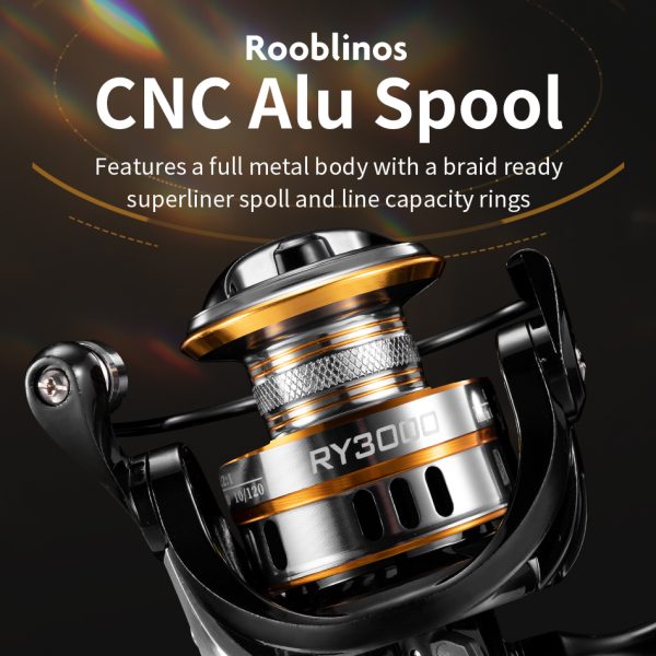 RY Spinning Fishing Reel 5.2:1 Gear Ratio Saltwater 1000/2000/3000/4000/5000/6000 Series Fishing Spool Ultralight 17.6 lbs Aluminum Crappie or Catfish Reel De Pesca - Image 3