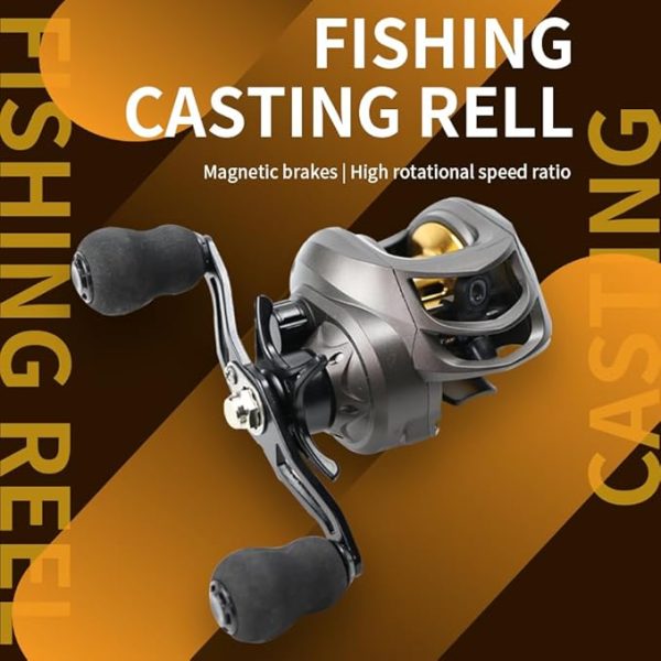 Rooblinos New AK Baitcasting Fishing Reel Lightweight Aluminum Spool Fishing Reel 17.6Lbs Drag Magnetic Braking System 7.2:1 High-Speed Gear Ratio Saltwater Freshwater Baitcaster Reel - Image 2