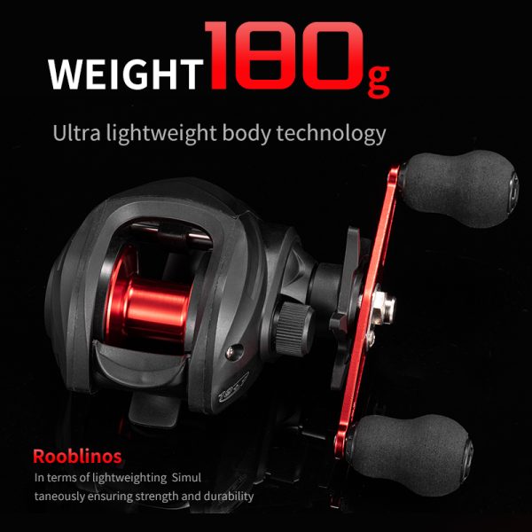 Rooblinos AC Baitcasting Fishing Reel Lightweight Aluminum Spool Fishing Reel 17.6Lbs Max Drag Magnetic Braking System 6.3:1 High-Speed Gear Ratio Saltwater Freshwater Baitcaster Reel - Image 4