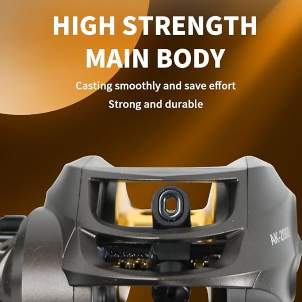 Rooblinos New AK Baitcasting Fishing Reel Lightweight Aluminum Spool Fishing Reel 17.6Lbs Drag Magnetic Braking System 7.2:1 High-Speed Gear Ratio Saltwater Freshwater Baitcaster Reel - Image 3