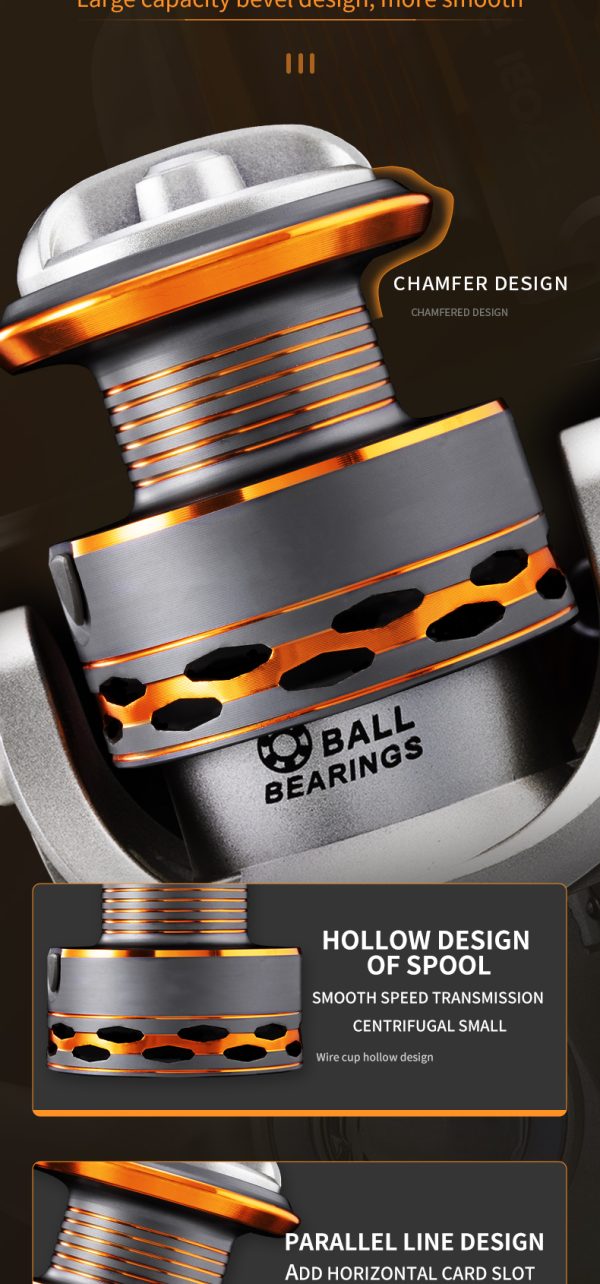 AH Fishing Reel 5.2:1 Gear Ratio 2000/3000/4000/5000/6000/7000 Series Anti-Reverse Ball Bearings Ultralight 17.6 lbs CNC Aluminum Includes Monofilament Line Crappie or Catfish Reversible - Image 12