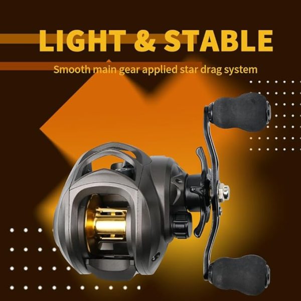 Rooblinos New AK Baitcasting Fishing Reel Lightweight Aluminum Spool Fishing Reel 17.6Lbs Drag Magnetic Braking System 7.2:1 High-Speed Gear Ratio Saltwater Freshwater Baitcaster Reel - Image 5
