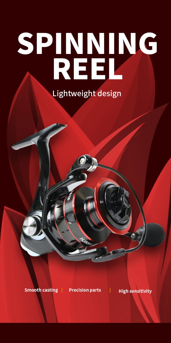 HJ Fishing Reel 5.2:1 Gear Ratio 1000/2000/3000/4000/5000/6000/7000 Series Anti-Reverse Ball Bearings Ultralight 17.6 Lbs CNC Aluminum Includes Monofilament Line Crappie or Catfish - Image 7