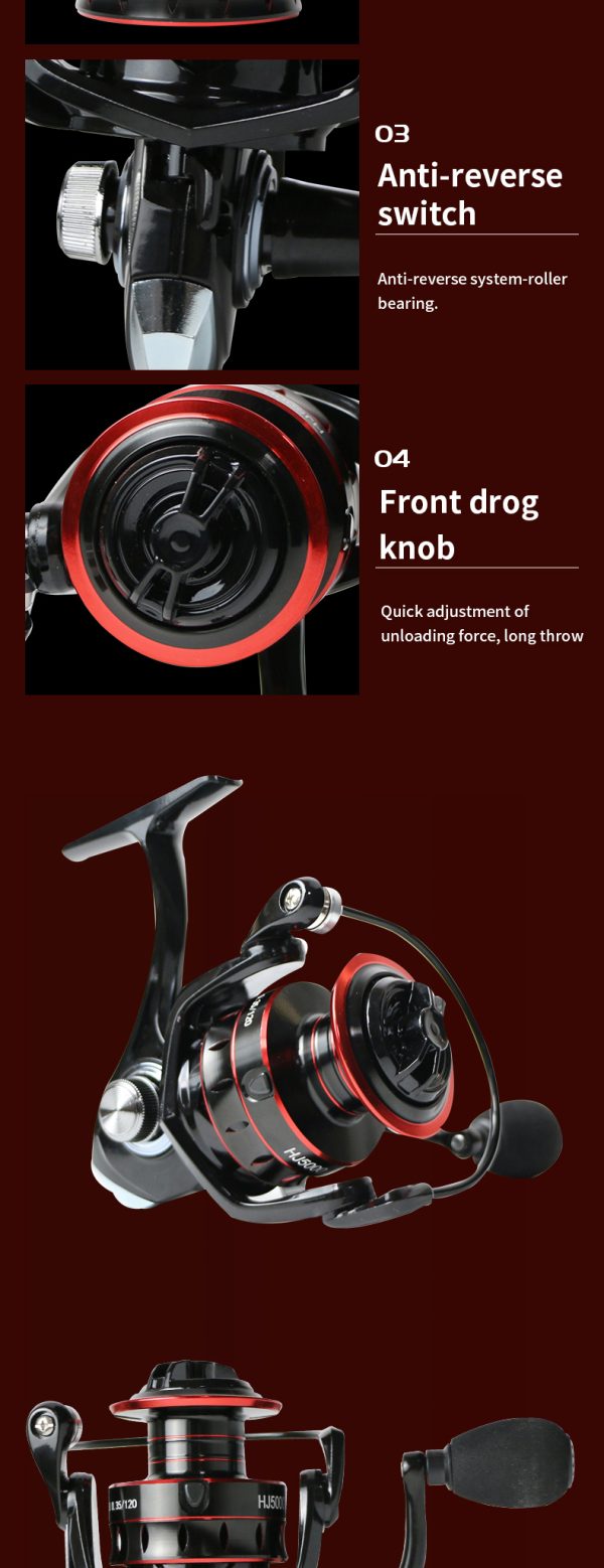 HJ Fishing Reel 5.2:1 Gear Ratio 1000/2000/3000/4000/5000/6000/7000 Series Anti-Reverse Ball Bearings Ultralight 17.6 Lbs CNC Aluminum Includes Monofilament Line Crappie or Catfish - Image 13
