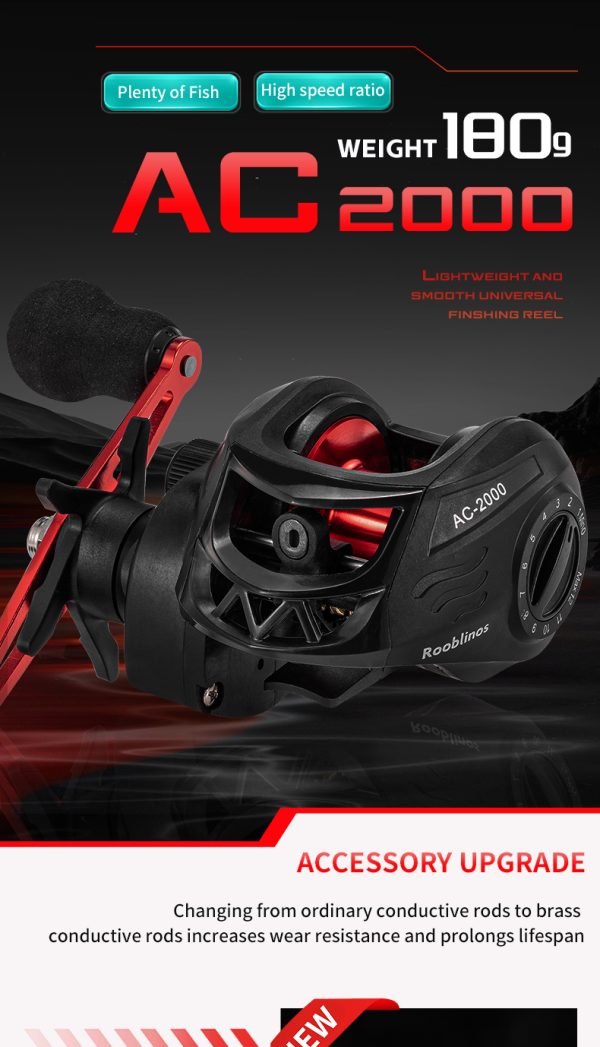 Rooblinos AC Baitcasting Fishing Reel Lightweight Aluminum Spool Fishing Reel 17.6Lbs Max Drag Magnetic Braking System 6.3:1 High-Speed Gear Ratio Saltwater Freshwater Baitcaster Reel - Image 7