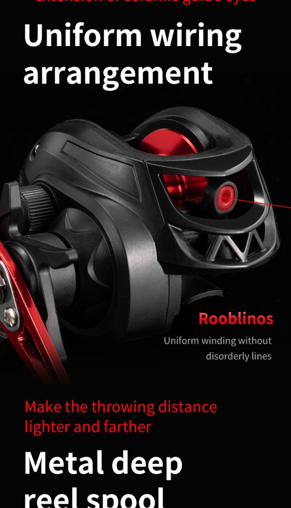 Rooblinos AC Baitcasting Fishing Reel Lightweight Aluminum Spool Fishing Reel 17.6Lbs Max Drag Magnetic Braking System 6.3:1 High-Speed Gear Ratio Saltwater Freshwater Baitcaster Reel - Image 10