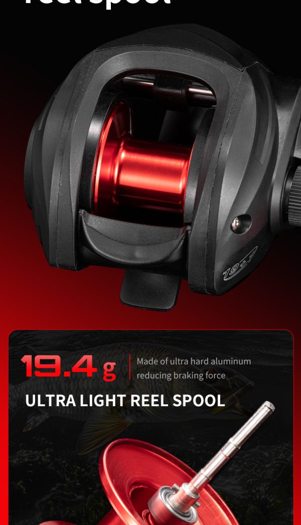 Rooblinos AC Baitcasting Fishing Reel Lightweight Aluminum Spool Fishing Reel 17.6Lbs Max Drag Magnetic Braking System 6.3:1 High-Speed Gear Ratio Saltwater Freshwater Baitcaster Reel - Image 11