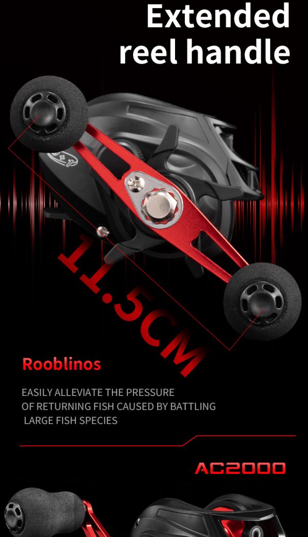 Rooblinos AC Baitcasting Fishing Reel Lightweight Aluminum Spool Fishing Reel 17.6Lbs Max Drag Magnetic Braking System 6.3:1 High-Speed Gear Ratio Saltwater Freshwater Baitcaster Reel - Image 14