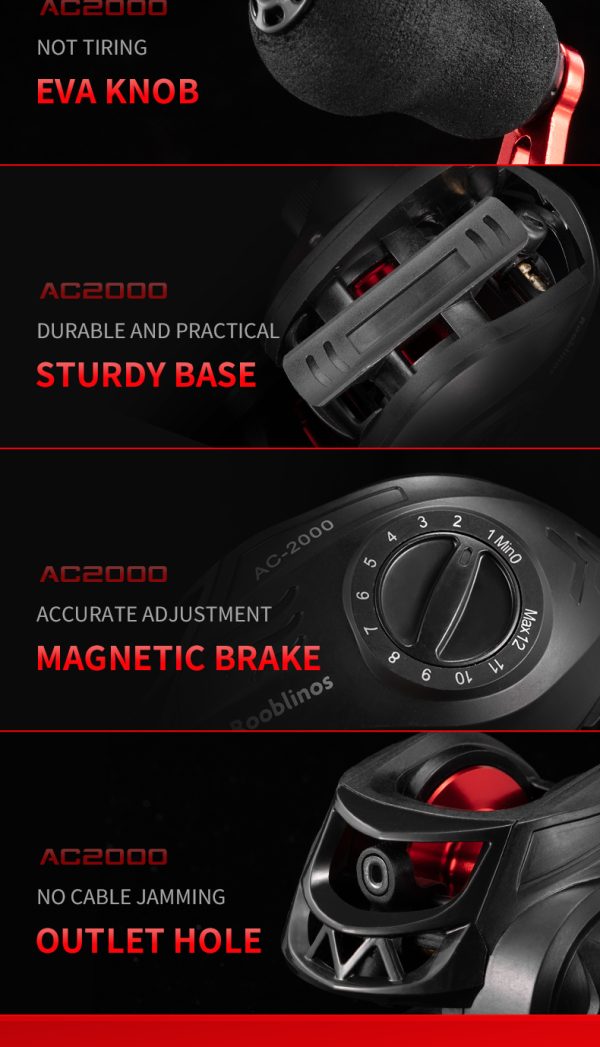 Rooblinos AC Baitcasting Fishing Reel Lightweight Aluminum Spool Fishing Reel 17.6Lbs Max Drag Magnetic Braking System 6.3:1 High-Speed Gear Ratio Saltwater Freshwater Baitcaster Reel - Image 16