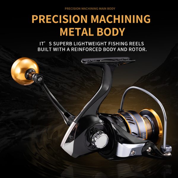 HM Spinning Reel for Saltwater 5.2:1 Gear Ratio Spinning Reel 1000/3000/4000/5000/6000/7000 Lightweight Carrete de Pesca Stainless Steel Ball Bearings Up to 17.6 Lbs Drag Nylon Aluminum - Image 5