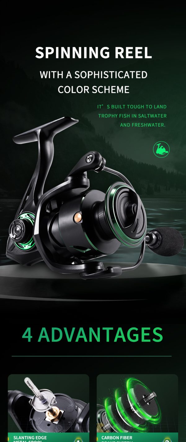 RF Fishing Reel 5.2:1 Gear Ratio 3000/5000 Series Anti-Reverse Ball Bearings Ultralight 17.6 Lbs CNC Aluminum Includes Monofilament Line Crappie or Catfish Reversible Handle for Left/Right - Image 7