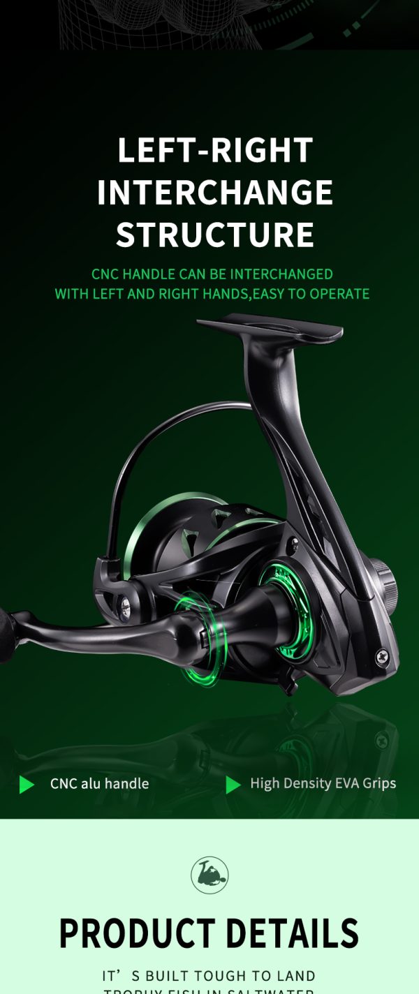 RF Fishing Reel 5.2:1 Gear Ratio 3000/5000 Series Anti-Reverse Ball Bearings Ultralight 17.6 Lbs CNC Aluminum Includes Monofilament Line Crappie or Catfish Reversible Handle for Left/Right - Image 13