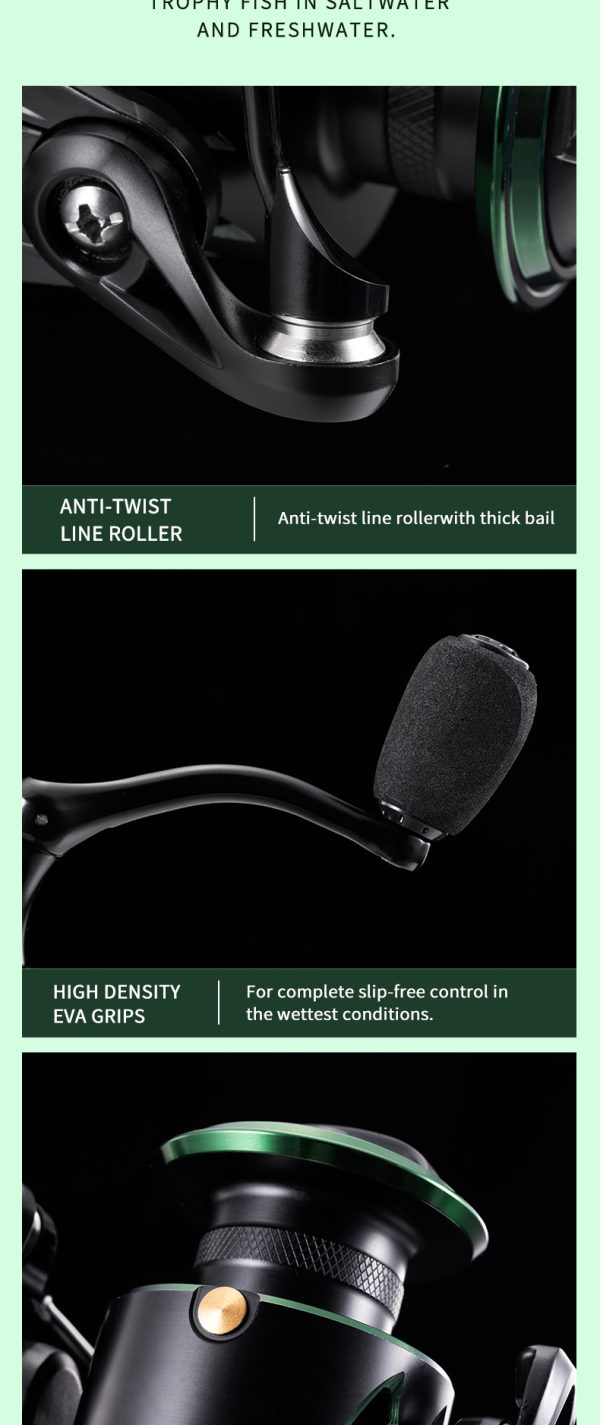 RF Fishing Reel 5.2:1 Gear Ratio 3000/5000 Series Anti-Reverse Ball Bearings Ultralight 17.6 Lbs CNC Aluminum Includes Monofilament Line Crappie or Catfish Reversible Handle for Left/Right - Image 14