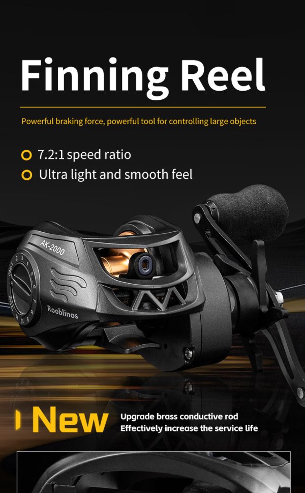 Rooblinos New AK Baitcasting Fishing Reel Lightweight Aluminum Spool Fishing Reel 17.6Lbs Drag Magnetic Braking System 7.2:1 High-Speed Gear Ratio Saltwater Freshwater Baitcaster Reel - Image 6