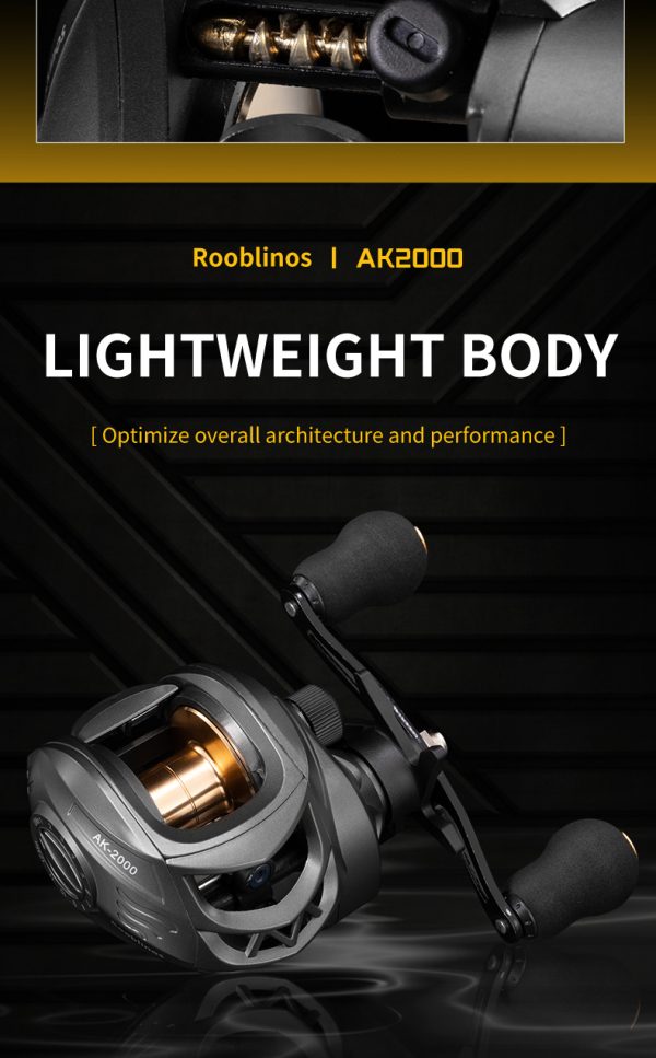 Rooblinos New AK Baitcasting Fishing Reel Lightweight Aluminum Spool Fishing Reel 17.6Lbs Drag Magnetic Braking System 7.2:1 High-Speed Gear Ratio Saltwater Freshwater Baitcaster Reel - Image 7