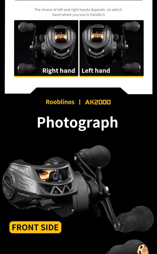 Rooblinos New AK Baitcasting Fishing Reel Lightweight Aluminum Spool Fishing Reel 17.6Lbs Drag Magnetic Braking System 7.2:1 High-Speed Gear Ratio Saltwater Freshwater Baitcaster Reel - Image 14