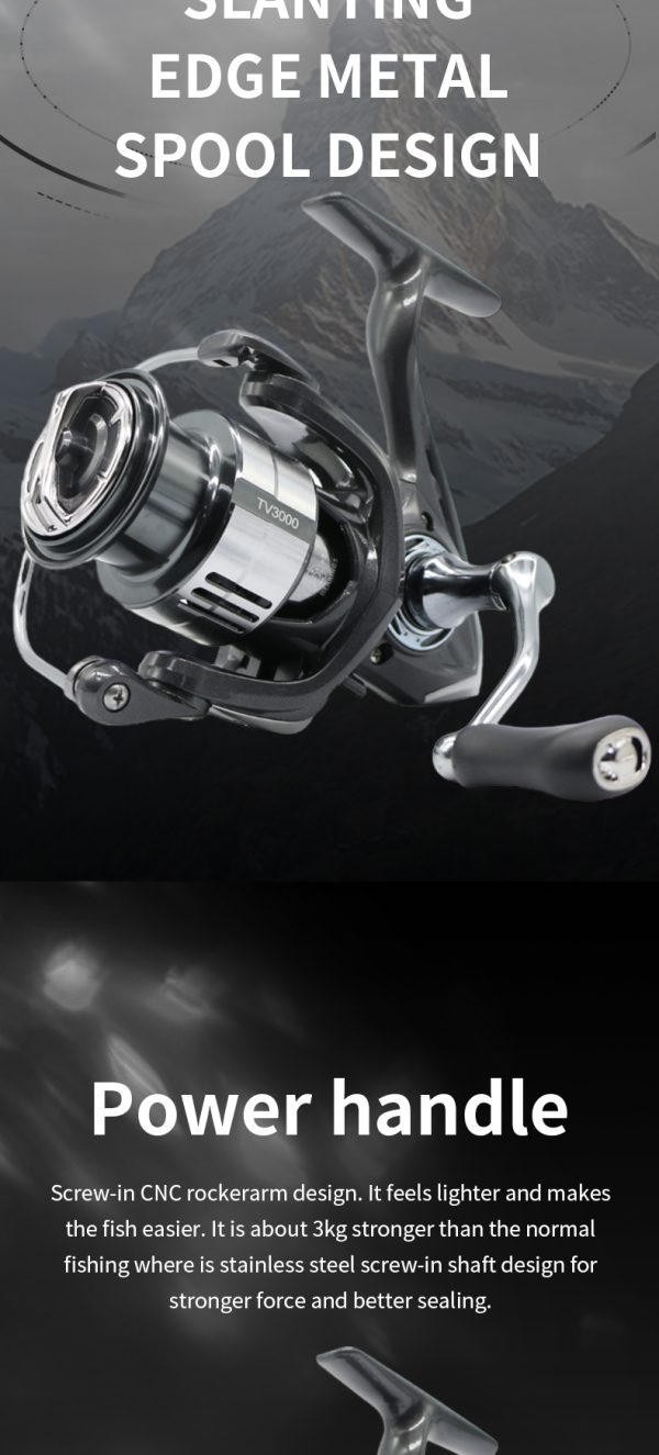 TV Fishing Reel 5.2:1 Gear Ratio 5+1 Stainless BB for Saltwater or Freshwater 1500/2500 SeriesUltralight 17.6 lbs CNC Aluminum Includes Monofilament Line Crappie or Catfish Reversible - Image 11