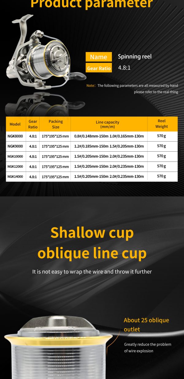 Long Shot Jigging Spinning Reel 8000/9000/10000/12000/14000 Series,17+1BB Surf Fishing Reels,55lb Max Drag,Saltwater Big Reel Visit the J-BARZILLAI Store - Image 7
