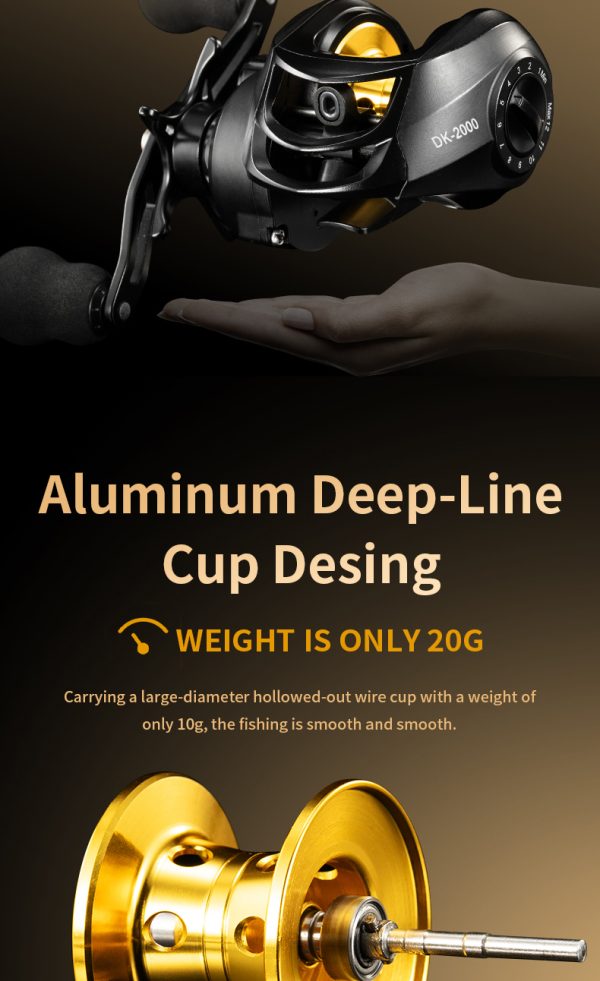 Rooblinos DK Baitcasting Fishing Reel Lightweight Aluminum Spool Fishing Reel17.6Lbs Max Drag Magnetic Braking System 7.2:1 High-Speed Gear Ratio Saltwater Freshwater Baitcaster Reel - Image 9