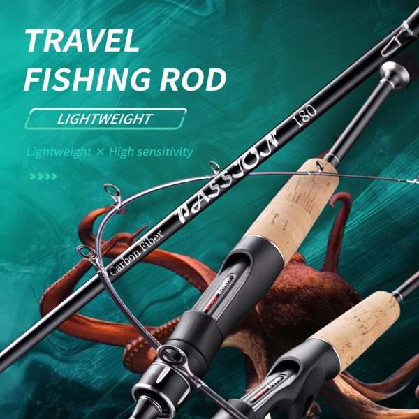 PASSJON Lure Fishing Rod 6 Feet Casting 2 Pieces Medium Light 24T High Carbon Fiber Stainless Steel Guides Cork Handle Sensitive Lightweight Strength Bass Salmon Trout Pole - Image 2