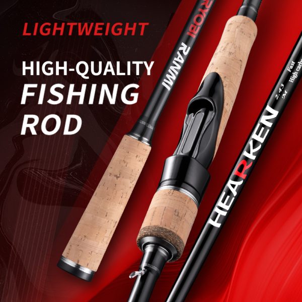 HEARKEN Bass Fishing Rod 6'6"/7'/8'/10'Spinning Casting Fast Action 2 Pieces Medium Heavy 24T High Carbon Fiber Stainless Steel Guides Cork Handle High Sensitive Lightweight Bass Salmon Trout Pole - Image 2