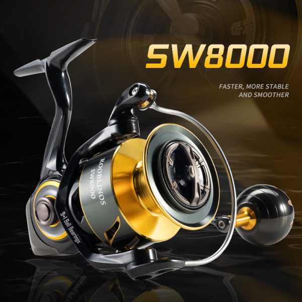 Rooblinos SW Long Shot Jigging Spinning Reel, Full Metal Body,Ultra Smooth,Powerful,Saltwater Big Fishing Reel 4000/6000/8000 Surf Reel,9+1 BB, 66LB Max Drag, Lightweight, Inshore Offshore Reel - Image 2