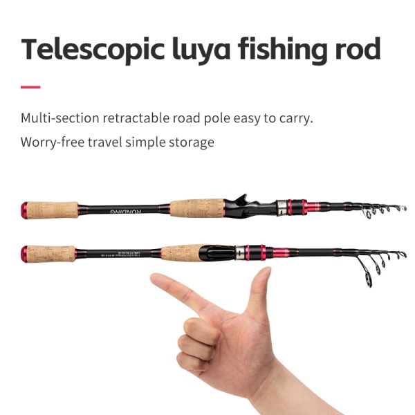 RUNDING Telescopic Fishing Rod 1.98m Medium Light Casting Portable Retractable Travel Pole 24T High Carbon Fiber Stainless Steel Guides Cork Handle Bass Salmon Trout Rod - Image 7