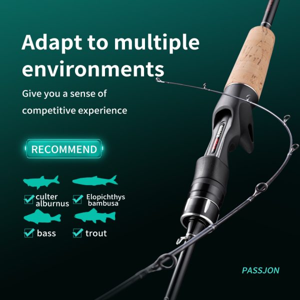 PASSJON Lure Fishing Rod 6 Feet Casting 2 Pieces Medium Light 24T High Carbon Fiber Stainless Steel Guides Cork Handle Sensitive Lightweight Strength Bass Salmon Trout Pole - Image 3