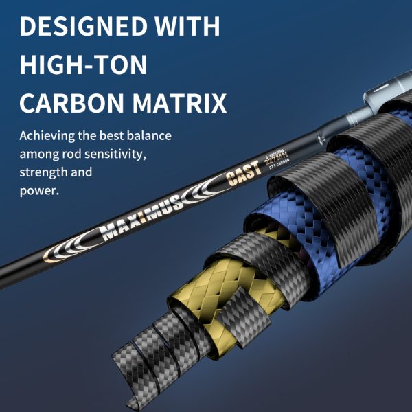 Maximus Lure Fishing Rod 6'/6'6"/7' Spinning Casting 2 Pieces Baitcaster Medium Light to Medium Heavy 24T Carbon Fiber Fuji O Guides Freshwater Saltwater Bass Trout Catfish Travel Fishing Pole - Image 3