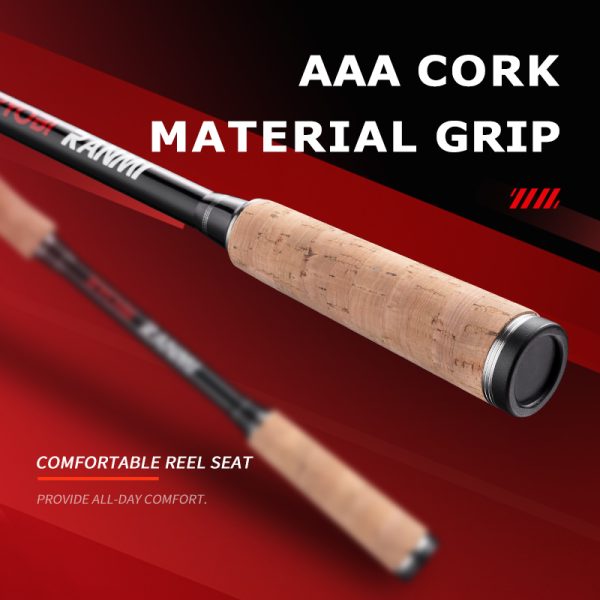 HEARKEN Bass Fishing Rod 6'6"/7'/8'/10'Spinning Casting Fast Action 2 Pieces Medium Heavy 24T High Carbon Fiber Stainless Steel Guides Cork Handle High Sensitive Lightweight Bass Salmon Trout Pole - Image 4