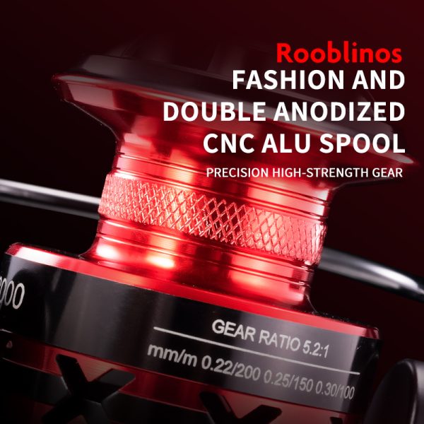 HT Spinning Reels Lightweight 9+1BB Ultra Smooth Spinning Fishing Reels CNC Aluminum Spool 19.8LBs Max Drag, 2000, 4000, Series, Red 5.2:1 Gear Ratio Saltwater or Freshwater Fishing reels - Image 4
