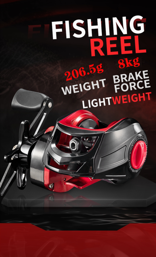 Rooblinos BR Baitcasting Fishing Reel Lightweight Aluminum Spool Fishing Reel 17.6Lbs Max Drag Magnetic Braking System 7.2:1 High-Speed Gear Ratio Saltwater Freshwater Baitcaster Reels - Image 9