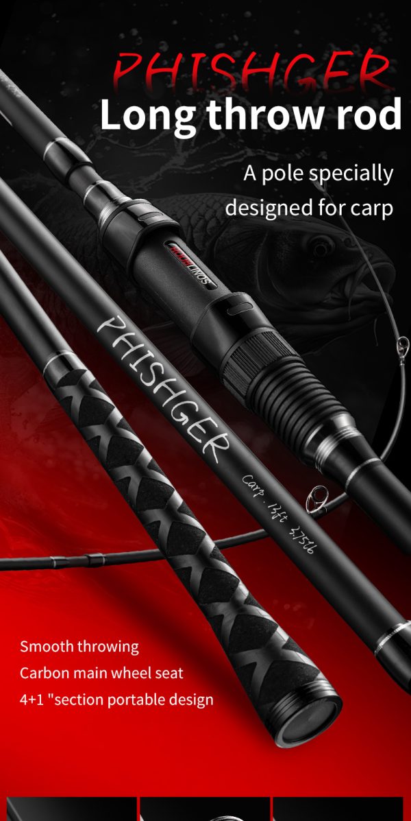 PHISHGER Surf Fishing Rod 4/5 Pieces Portable Spinning Rod Medium Light T800 High Carbon Fiber Lightweight Strength Sensitivity Travel Portable Saltwater Pole - Image 6