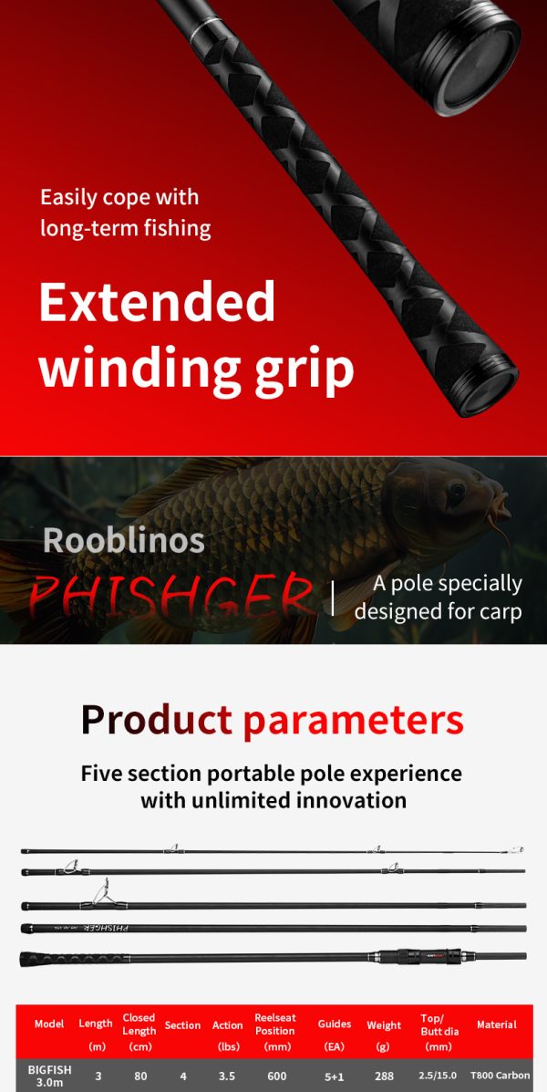 PHISHGER Surf Fishing Rod 4/5 Pieces Portable Spinning Rod Medium Light T800 High Carbon Fiber Lightweight Strength Sensitivity Travel Portable Saltwater Pole - Image 13