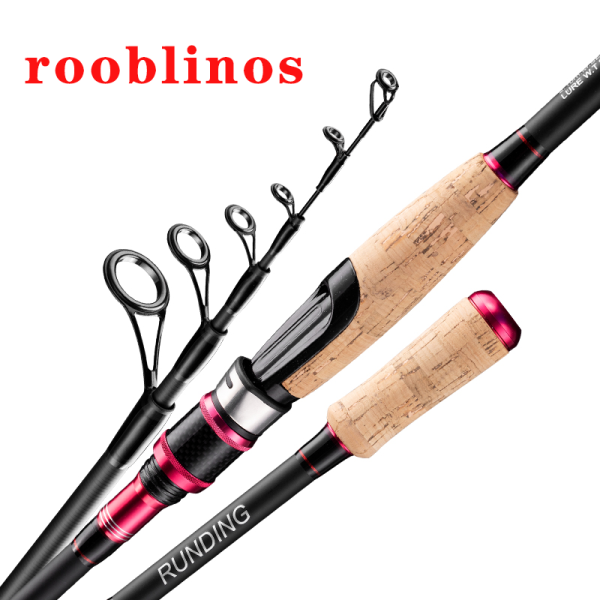RUNDING Telescopic Fishing Rod 1.98m Medium Light Casting Portable Retractable Travel Pole 24T High Carbon Fiber Stainless Steel Guides Cork Handle Bass Salmon Trout Rod