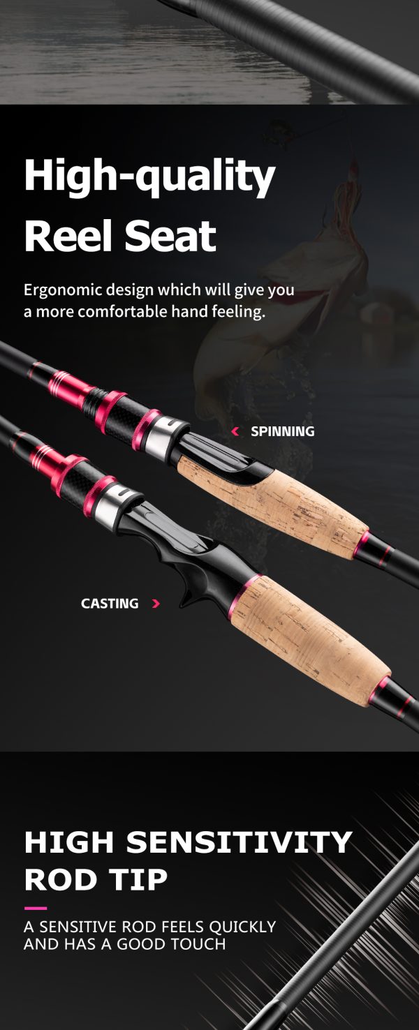 RUNDING Telescopic Fishing Rod 1.98m Medium Light Casting Portable Retractable Travel Pole 24T High Carbon Fiber Stainless Steel Guides Cork Handle Bass Salmon Trout Rod - Image 12