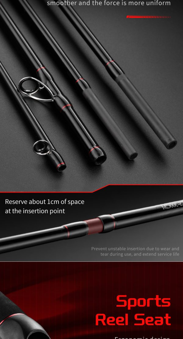 Rock Bass Fishing Rod 6'6"/7'/10' Spinning Casting Fast Action 2 Pieces Medium Heavy 24T High Carbon Fiber Stainless Steel Guides High Sensitive Lightweight Trout Pole - Image 11