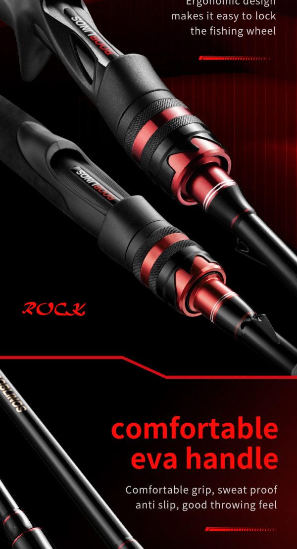Rock Bass Fishing Rod 6'6"/7'/10' Spinning Casting Fast Action 2 Pieces Medium Heavy 24T High Carbon Fiber Stainless Steel Guides High Sensitive Lightweight Trout Pole - Image 12