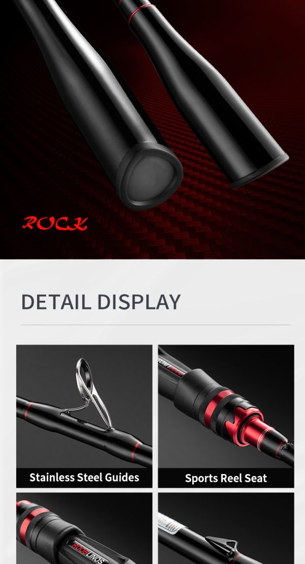 Rock Bass Fishing Rod 6'6"/7'/10' Spinning Casting Fast Action 2 Pieces Medium Heavy 24T High Carbon Fiber Stainless Steel Guides High Sensitive Lightweight Trout Pole - Image 13