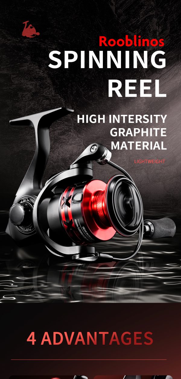 HT Spinning Reels Lightweight 9+1BB Ultra Smooth Spinning Fishing Reels CNC Aluminum Spool 19.8LBs Max Drag, 2000, 4000, Series, Red 5.2:1 Gear Ratio Saltwater or Freshwater Fishing reels - Image 6